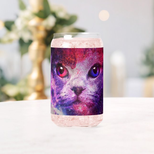 Purple Galaxy Cat  Can Glass (Insitu (Wedding))