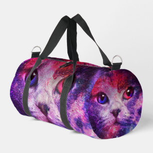 Purple Galaxy Cat Duffle Bag