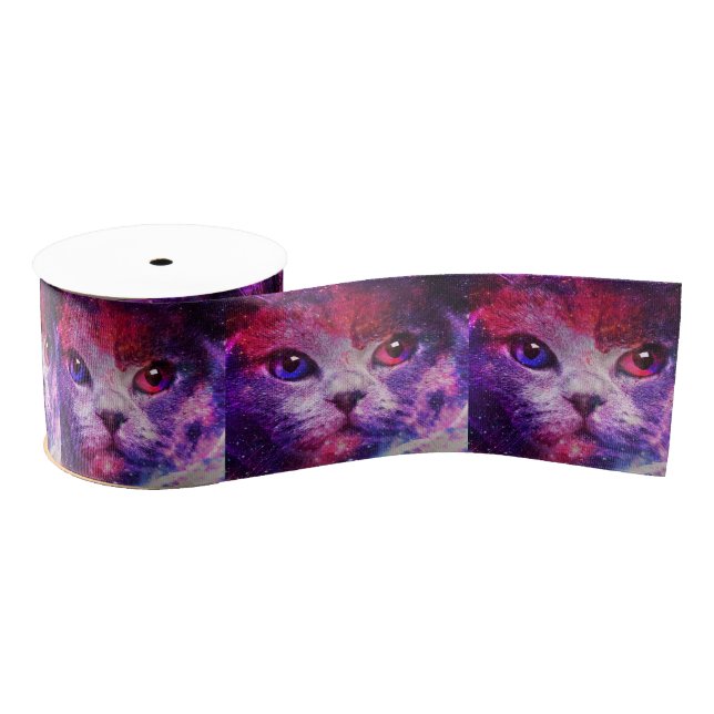 Purple Galaxy Cat  Grosgrain Ribbon (Spool)