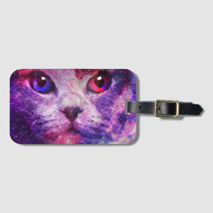 Purple Galaxy Cat  Luggage Tag