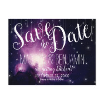 Purple Galaxy Celestial Stars Lights Save the Date