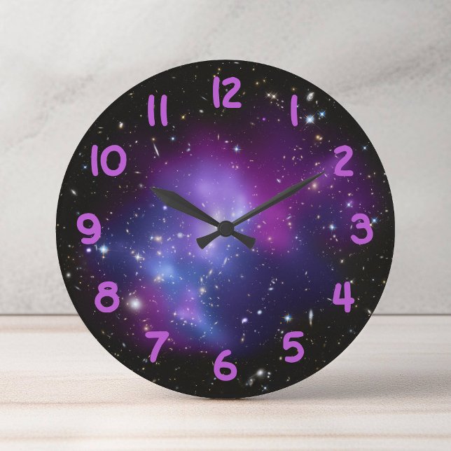 Purple Galaxy Cluster Celestial Photo Large Clock (Purple Galaxy Cluster Celestial Photo Large Clock)