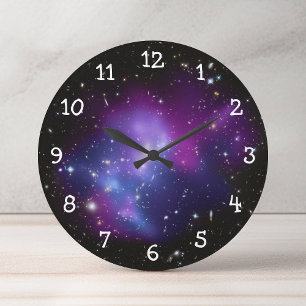 Purple Galaxy Cluster Large Clock