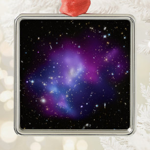 Purple Galaxy Cluster Space Image Metal Ornament