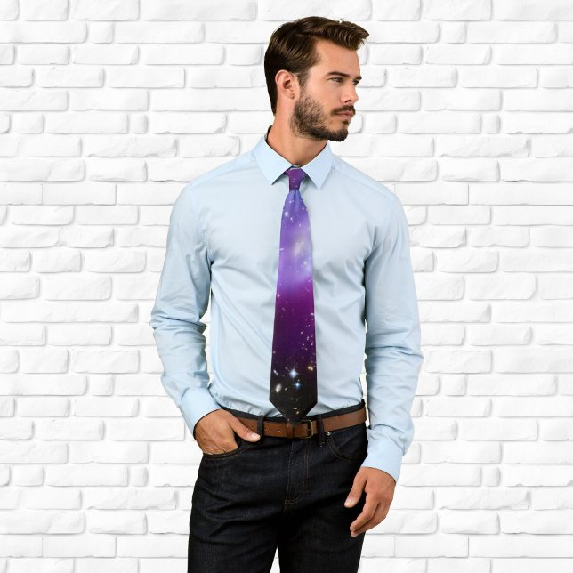 Purple Galaxy Cluster Space Image Tie (Purple Galaxy Cluster Space Image Neck Tie)