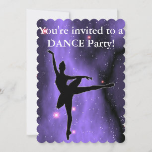 Purple Galaxy Dance Birthday Party Invitations