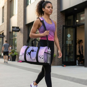 Purple Galaxy Dance with Musical Notes Duffle Bag