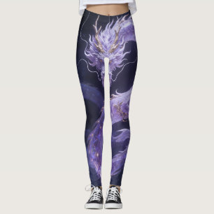 Purple Galaxy Dragon   Mystical Cosmic Dragon Fant Leggings