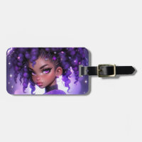 Purple Galaxy Girl with Curly Hair