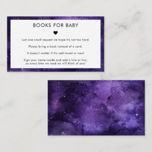 Purple Galaxy Minimalist Books for Baby Shower Enclosure Card