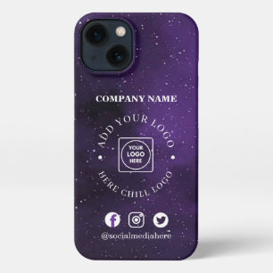 Purple Galaxy Ombre Custom Business Logo iphone  13 Case