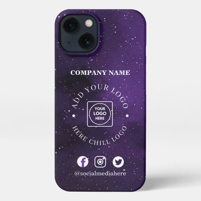 Purple Galaxy Ombre Custom Business Logo iphone  Case (Back)