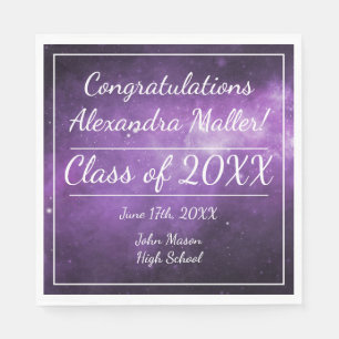 Purple Galaxy Outer Space Graduation Paper Napkins