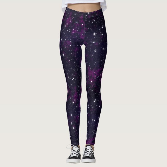 Purple Galaxy Patterned Leggings (Front)