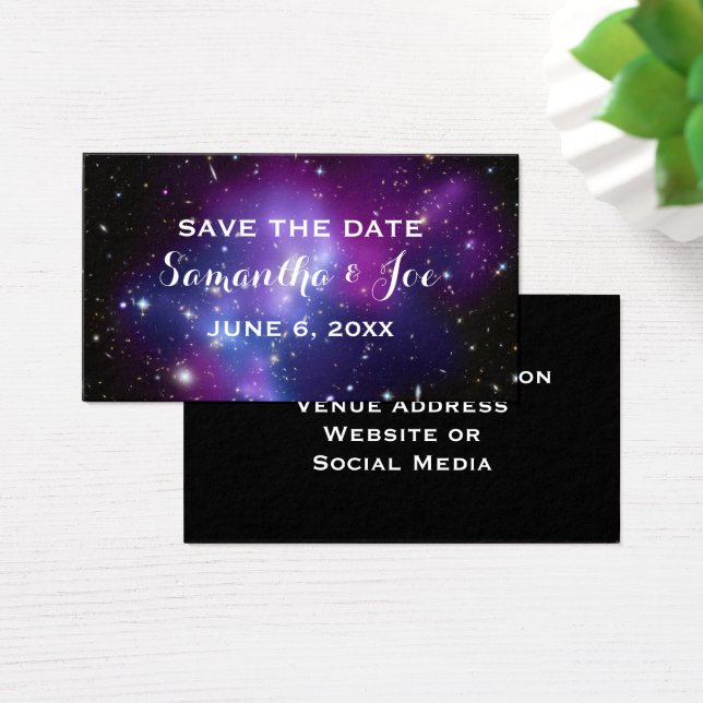 Purple Galaxy Planetarium Wedding Save the Date (Desk)
