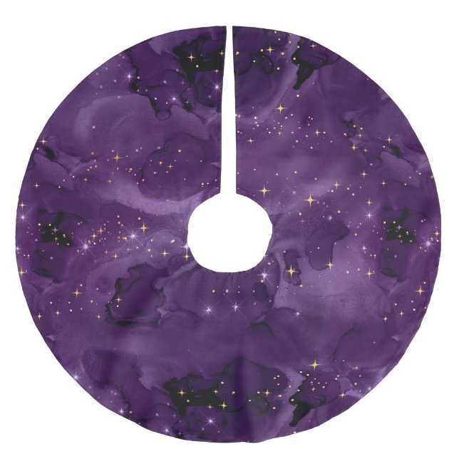 Purple Galaxy Series Design 8 Brushed Polyester Tree Skirt (Front)