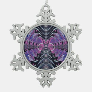 Purple Galaxy Snowflake Pewter Christmas Ornament