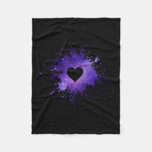 Purple Galaxy Splatter Heart Valentines Day Design Fleece Blanket