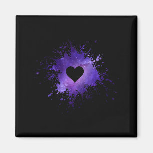 Purple Galaxy Splatter Heart Valentines Day Design Magnet