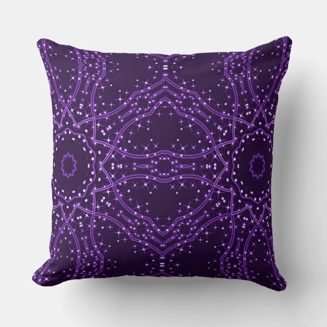 Purple Galaxy Stars 2 Throw Pillow (Front)