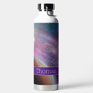 Purple Galaxy with Planets Water Bottle