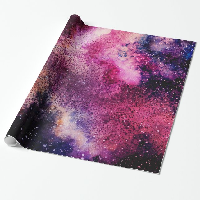 Purple Galaxy Wrapping Paper (Unrolled)