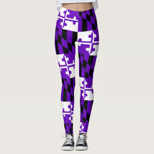 Purple Game Day Maryland Flag Leggings