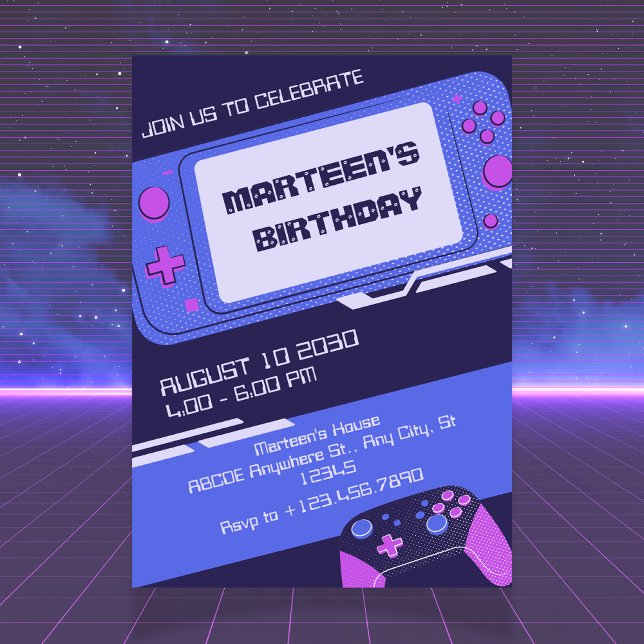 Purple gamer birthday  invitation (Creator Uploaded)