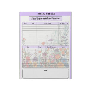 Purple Garden_ Blood Pressure and Sugar Log Notepad