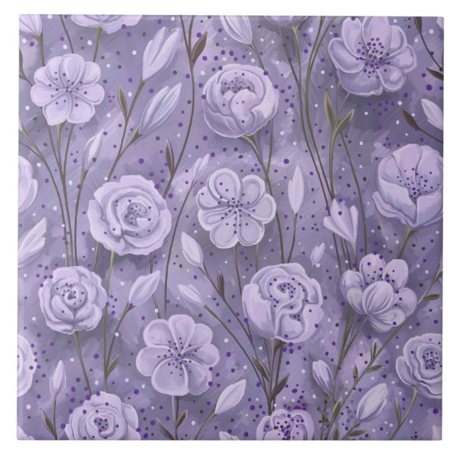 Purple Garden Ceramic Tile (Front)