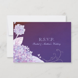 Purple Garden Hydrangeas Wedding RSVP Card