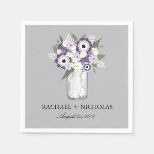 Purple Garden Mason Jar   Wedding Napkin