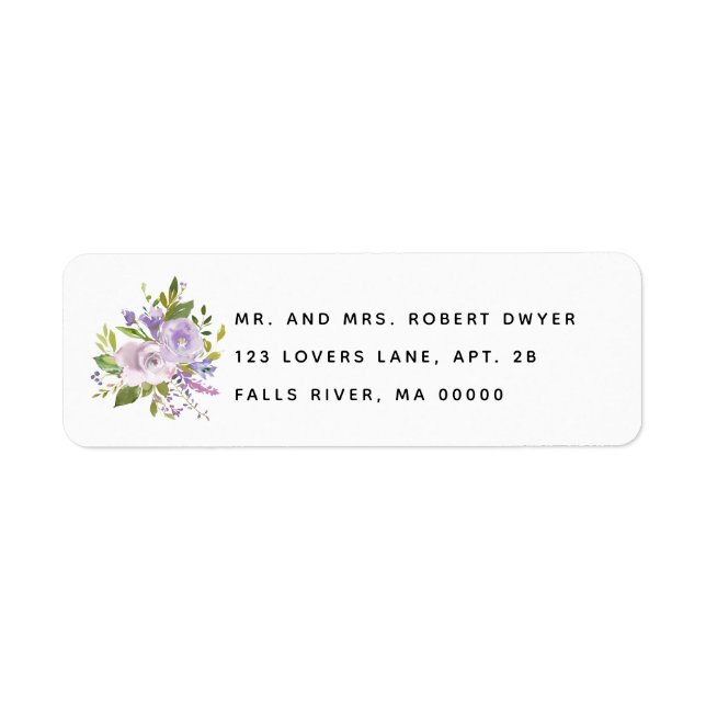 Purple Garden Rose Bouquet Simple Address Return Address Label (Front)