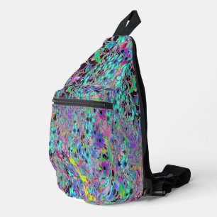 Purple Garden with Psychedelic Aquamarine Flowers Sling Bag