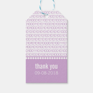 Purple Geek Chic Binary Code Gift Tags