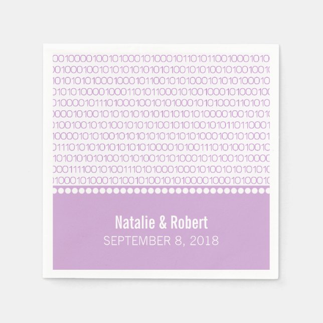 Purple Geek Chic Binary Code Paper Napkins (Front)