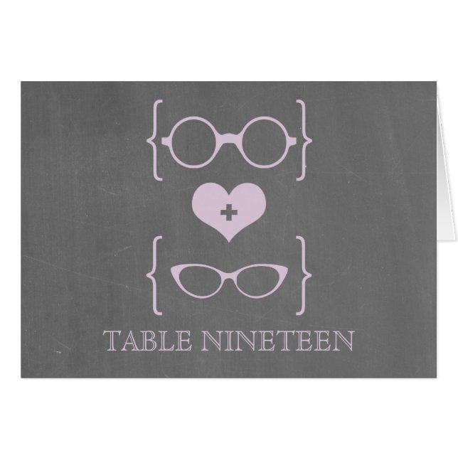 Purple Geeky Glasses Chalkboard Table Number Card (Front Horizontal)