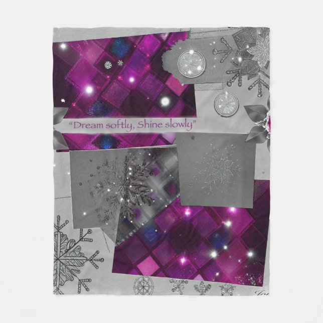 “Purple Gem Abstract Wall Art” Fleece Blanket (Front)