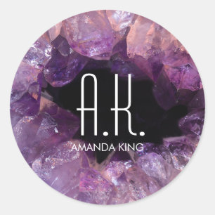 Purple Gem Geode Classic Round Sticker