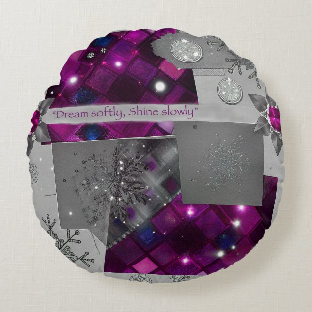 “Purple Gem Round Art Pillow” Cushion (Front)