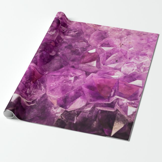 Purple Gem Stone Wrapping Paper (Unrolled)