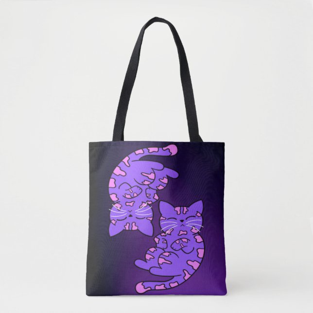 Purple Gemini Kittens Tote Bag (Front)
