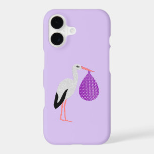 Purple gender neutral Baby Stork