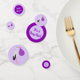 Purple gender neutral Baby Stork Baby Shower Confetti