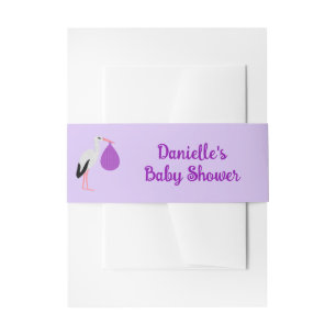 Purple gender neutral Baby Stork Baby Shower Invitation Belly Band