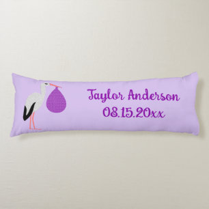 Purple gender neutral Baby Stork Custom Body Cushion