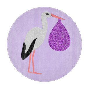 Purple gender neutral Baby Stork Cutting Board