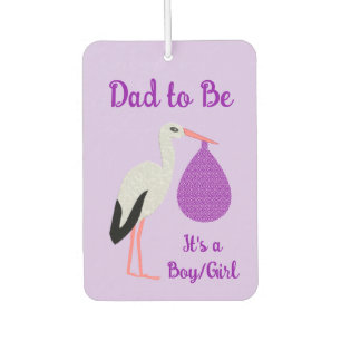 Purple gender neutral Baby Stork Gender Reveal Car Air Freshener