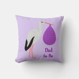 Purple gender neutral Baby Stork Gender Reveal Cushion