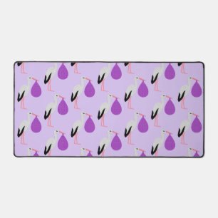 Purple gender neutral Baby Stork Patterned Desk Mat